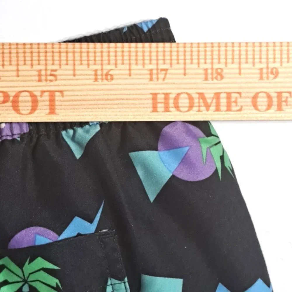 No Boundaries Men's Multicolor Hawaii Palm Mesh Lined Swim Trunks Size L (36/38)